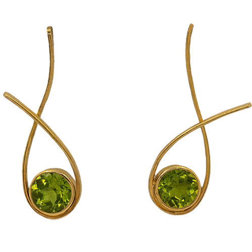 Gold Green Earrings